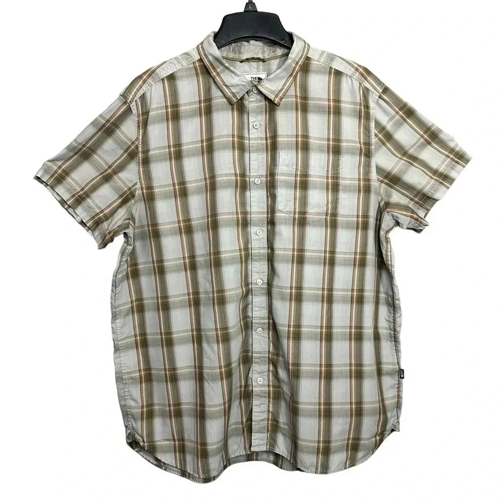 The North Face Plaid Shortsleeve Casual Button Down Shirt Size XXL